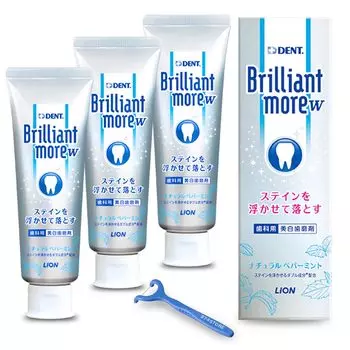 из 3 зубных нитей в комплекте Lion Dent Health Brilliant More Double Natural Peppermint 90 г Эксклюзивный стоматологический продукт [Набор + Y-образная (индивидуально завернутый)]