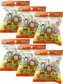 из 6 пенящихся сеток Knoll Corporation Шар для ванны Любопытный Джордж Игрушечный шар для ванны с запахом банана YUN0701 Игрушечная бомбочка для ванны Товары для ванны Газированный Джордж