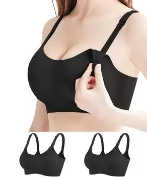 из 7А класса антибактериальный бюстгальтер для кормления и беременных женщин с открытой передней бретелькой открытый ночной беспроводной бесшовный не с удлинительным крючком [Tophana] [Набор 2,