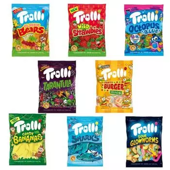 из 8 забавных наборов для сравнения поедания жевательных конфет Trolli по 100 г каждый [Типы наборов]