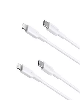 из Anker PowerLine II Lightning Cable Набор из 2 сертифицированных MFi PD-совместимых кабелей Совместимо с iPhone 14 13 12 SE [Набор 2] USB-C и 0,9 м / / / (третий
