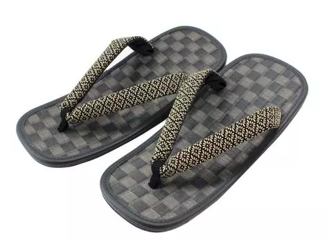 из черной коровьей кожи татами. Стринги Inden Man, размер японской обуви для джентльменов [Asakusa] [Сделано в Японии] Мужские сандалии, подошвы, Kikubishi (супер чёрный