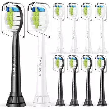 из Dealswin Сменная щетка для электрической зубной щетки Philips Sonicare, бытовая сменная насадка для удаления зубного налета, совместимая с [Упаковка 10]