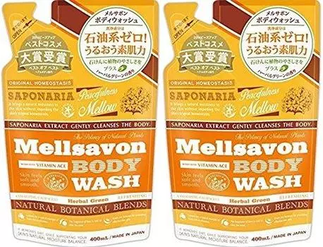 из Japan Gateway Melsabon Refresh Body Wash Herbal Green Refill HG 400 мл [Набор 2]