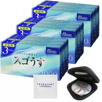 из Jex Sugousu 1000 Rubber 12 штук 3 коробки Оригинальный чехол для презерватива Pepe Lotion Prologue 5 мл [Набор 3] + +