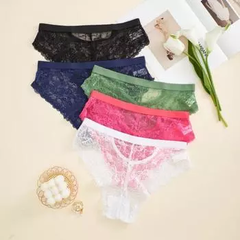 Из кружева со стразами, однотонная цветочная вышивка, эластичные тонкие женские трусы со средней талией, спортивные повседневные трусики M розовый