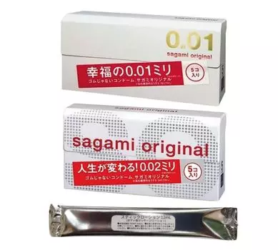 из набора для сравнения Sagami Original 5 шт. Sagami Original 5 шт. В комплекте с лосьоном-карандашом [Набор 2] 0,01 0,02