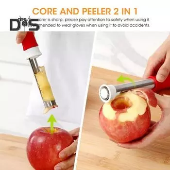 Из нержавеющей стали для удаления сердцевины фруктов, овощечистка, кухонный инструмент 2 в 1, эргономичная ручка, легкое удаление сердцевины фруктов, инструмент для удаления сердцевины из картофеля, лука, помидоров зелёный