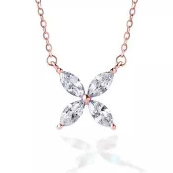 ИЗ НОВОГО Ожерелье для женщин Marquise Butterfly Flower 10K K10 розовое золото бренд Present Women [ПОДАРОК ЙОРК]