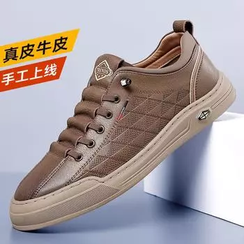 Из приложения 2025 весна и осень новые британские кожаные туфли на мягкой подошве для спорта и отдыха универсальные туфли для сноуборда для мужчин 38 чёрный