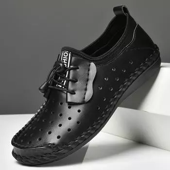 Изъятие хвостовых товаров, высококачественная кожаная повседневная кожаная обувь больших размеров, перфорированная уличная обувь 38
