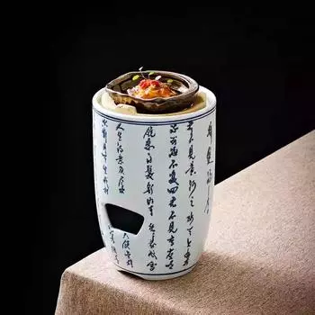 Избранная креативная гостиничная посуда Сине-белая керамика Художественная концепция Отопление Угольная печь