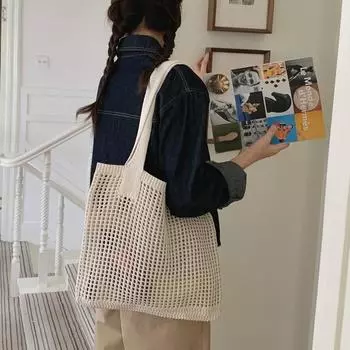 Издание плетеная сумка полая рыболовная сетка ленивый ветер универсальная пляжная вязаная сумка-тоут 52*34*2 розовый