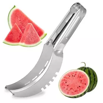Изделие из нержавеющей стали для резки арбуза с нескользящей ручкой, кухонный инструмент для резки фруктов, резак для удаления сердцевины фруктов, инструменты для фруктов серебряный