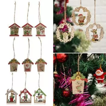 Изделия из дерева Счастливого Рождества Деревянные подвески Украшения для елки Рождественские украшения Рождественские подвески C