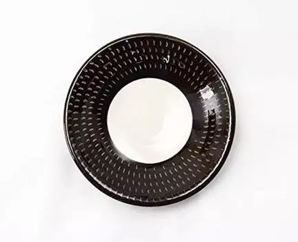 Изделия из керамики «Койсивара», обожженные в печи «Цуруми», небольшая тарелка с белой и черной окантовкой Тарелка Керамика Изделия из керамики «Койсивара» Посуда (Печь Цуруми) (диаметр 12 см) (1 кусок) белый