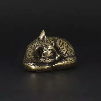 Изделия из латуни, маленькая металлическая статуэтка кошки, милая, креативная, чайная, питомец, изысканная, ретро, фигурки животных, спальня