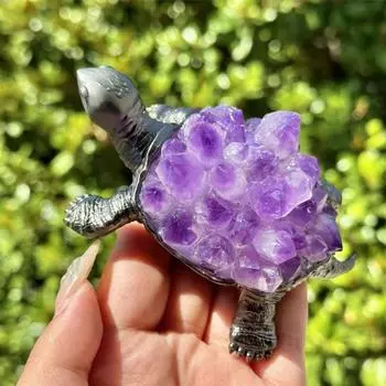 Изделия из натурального хрусталя, долголетие, черепаха, украшение для стола, маленькая черепаха, украшение для домашнего офиса, украшения для интерьера 11.5cm