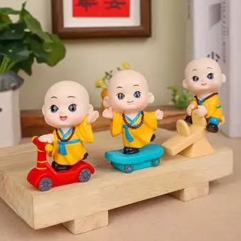 Изделия из смолы Фигурки счастливого маленького монаха Милые украшения в виде мини-монаха Книжная полка для офиса Style 4