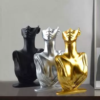 Изделия из смолы Манекен Ожерелье Стойка Серьги Стойка Ювелирная стойка Ювелирный реквизит Стенд серебряный