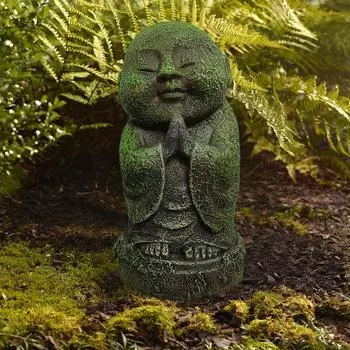 Изделия из смолы, статуя монаха дзен, водонепроницаемая скульптура Будды, статуэтка Бодхисаттвы, украшение для домашнего стола зелёный