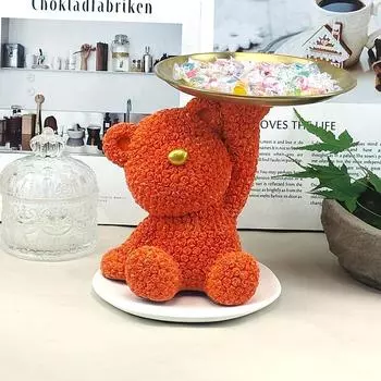 Изделия из смолы в виде медведя из розы. Предметы интерьера. Поднос для учебы. Украшения для крыльца в гостиной. ярко-розовый