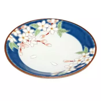 Изделия Kutani, тарелка Seikogama, цветущая вишня, цветок четырех сезонов, нет. 4.6 СК-426 тёмно-синий