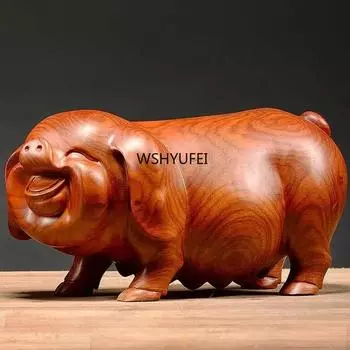 Изделия ручной работы из дерева, резные статуэтки животных и свиней, украшения для рабочего стола дома и офиса, украшения для гостиной length 7cm