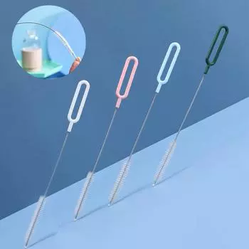 Изгибающаяся нержавеющая соломенная щетка для чистки волос Мягкая всасывающая стеклянная трубка щетки для чистки детских бутылочек длинная ручка многоразовая розовый