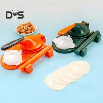 Изготовитель для пельменей Нескользящая ручка с защитой от брызг Вогнутая конструкция Не содержит BPA Экономия труда Пластиковый ручной пресс Форма для вареников Кухонный инструмент темно-зеленого