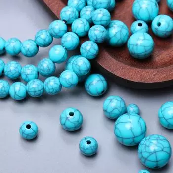 Изготовление бижутерии с имитацией камня, бирюза, 6-16 мм, 100-10 шт., браслет «сделай сам», ожерелье, круглые сосновые бусины, аксессуары, ювелирные украшения 8mm