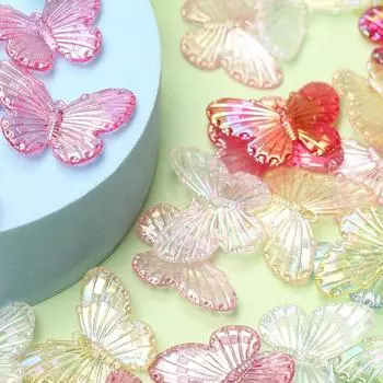 Изготовление браслета из бусин-бабочек ручной работы для ожерелья, материал ручной работы, модные 100 шт., модные ювелирные аксессуары, лазерные красочные 100Pcs разноцветный