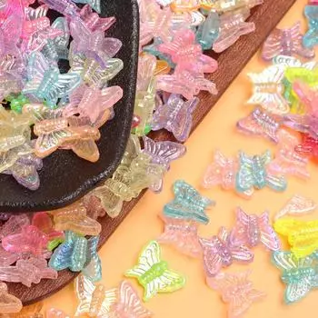 Изготовление браслета Neacklce AB Цветные бусины-бабочки, изготовленные 13*16 мм, аксессуары для самостоятельного изготовления, 500 г/пакет, свободные разделительные бусины ручной работы для изготовления ювелирных изделий, акрил