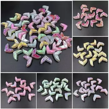 Изготовление браслета Рыбий хвост свободные бусины акриловые креативные односторонние капли масла игристое 5 шт. материал из бисера DIY ювелирные аксессуары аксессуары зелёный