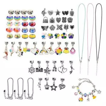 изготовление комплекта ожерелье с дыханием сочетание шармов подарок ручная работа (радуга)