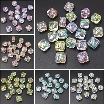 Изготовление ожерелья из акрила DIY браслет свободные бусины прозрачный материал квадратный ручной работы модные диагональные отверстия ювелирные аксессуары УФ ослепительный цвет 10 шт. розовый