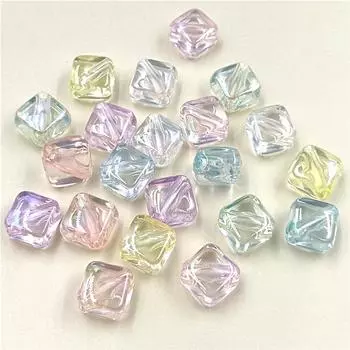 Изготовление ожерелья Мода Диагональное отверстие УФ ослепительный цвет Ручная работа Прозрачный 10 шт Материал Квадратные ювелирные изделия Аксессуары Бусины Акрил DIY Браслет жёлтый