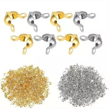 Изготовление ювелирных изделий 500/1000/2000 шт., обжимные рукава с бусинами, рукава с открытым кончиком бусины, рукава с пряжкой и узелком на конце, браслеты своими руками, ожерелья, серьги, брелки 500pcs золотой