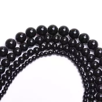 Изготовление ювелирных изделий бусины бусины-разделители свободные бусины 4 6 8 10 12 мм для самостоятельного изготовления ожерелья браслета натуральный круглый черный агат камень ручной работы 40Pcs 4mm