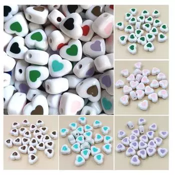 Изготовление ювелирных изделий, краска для выпечки, модные, любовные, россыпью, бусины для ожерелья, браслета, однотонный акрил, материал для самостоятельной работы, 10 шт. чёрный