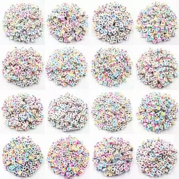 Изготовление ювелирных изделий, ожерелье, браслет, 50 шт., 6 мм, акриловые бусины, 26 букв, кулон, сделай сам, оптовая продажа letter N