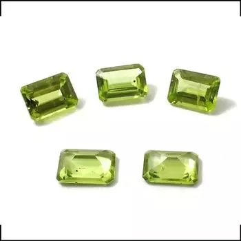 Изготовление ювелирных изделий с использованием натурального зеленого перидота изумрудной огранки, 4,70 карата, 5 штук размером 7x5 мм. 4.70 Carat 5 Pcs 7x5 MM