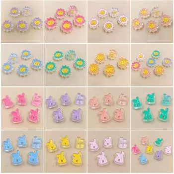 Изготовление ювелирных изделий Симпатичные ручной работы 5 шт. Креативные подвески DIY Аксессуары Капельное масло Модный материал Акриловый кролик Форма солнца Свободные бусины Браслет Ожерелье Rabbit шампанского