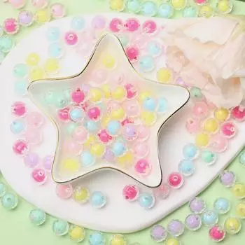 Изготовление ювелирных изделий своими руками, аксессуары для рукоделия, круглый сэндвич, прозрачный 8/10 мм, граненый, 80/40 шт., акриловое ожерелье ярких цветов, браслет, свободные бусины, аксессуары 10mm 40pcs разноцветный