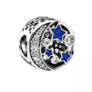 Изготовление ювелирных изделий своими руками посеребренные синие хрустальные бусины, подвеска, подходит для оригинальных брендовых браслетов и браслетов для женщин и детей