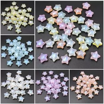 Изготовление звезд, изящные сверкающие бусины, 10 шт., акриловое ожерелье, материал для самостоятельного изготовления, ювелирные аксессуары, подвески, серьги, пентаграмма, мода, цвет Макарон фиолетовый