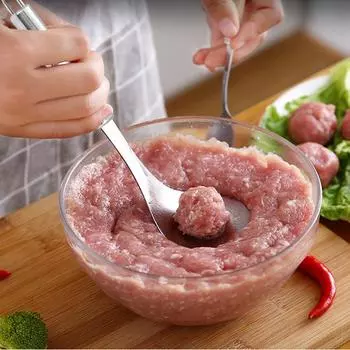 Изготовления фрикаделек из нержавеющей стали Домашняя кухня Форма для выдавливания рыбных шариков Ручные ложки для выдавливания фрикаделек Ложки для фрикаделек plastic bag #C0H5W#