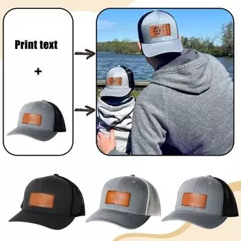 Изготовленная на заказ кожаная нашивка ко Дню отца, микроизогнутая сетчатая шапка, изготовленная на заказ кожаная этикетка One Size