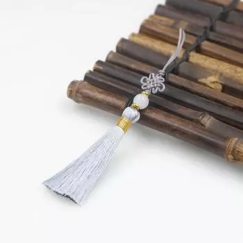 Изготовленная вручную тонкая китайская завязка в виде бахромы, высококачественная закладка для книг в виде U-образного диска, подвеска-ухо для чехла для мобильного телефона. серый