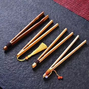 Изготовленные вручную японские бамбуковые пинцеты для чая с кисточками, защищающие от ожогов - нескользящие зажимы для чайного сервиза кунг-фу